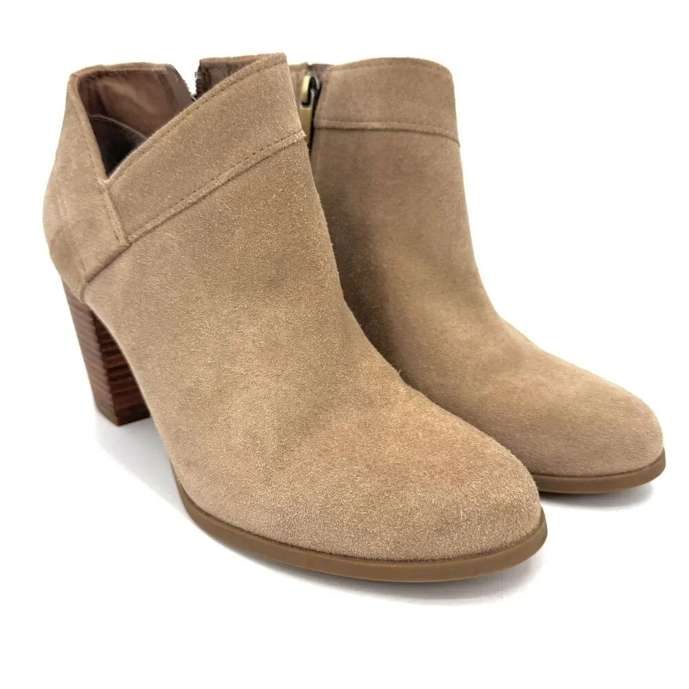 KOOLABURRA BY UGG Amalea Beige Suede Ankle Booties Shoes Size 9